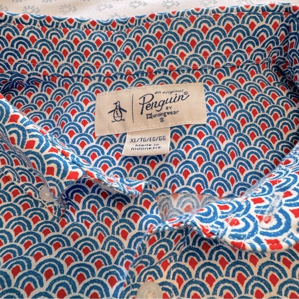 Original Penguin by Munsingwear Blue and Red Casual Button Down XL Shirt - Picture 7 of 8
